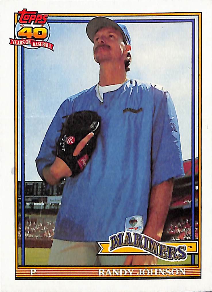FIINR Baseball Card 1991 Topps 40 Years Randy Johnson Baseball Error Card #225 - Mint Condition