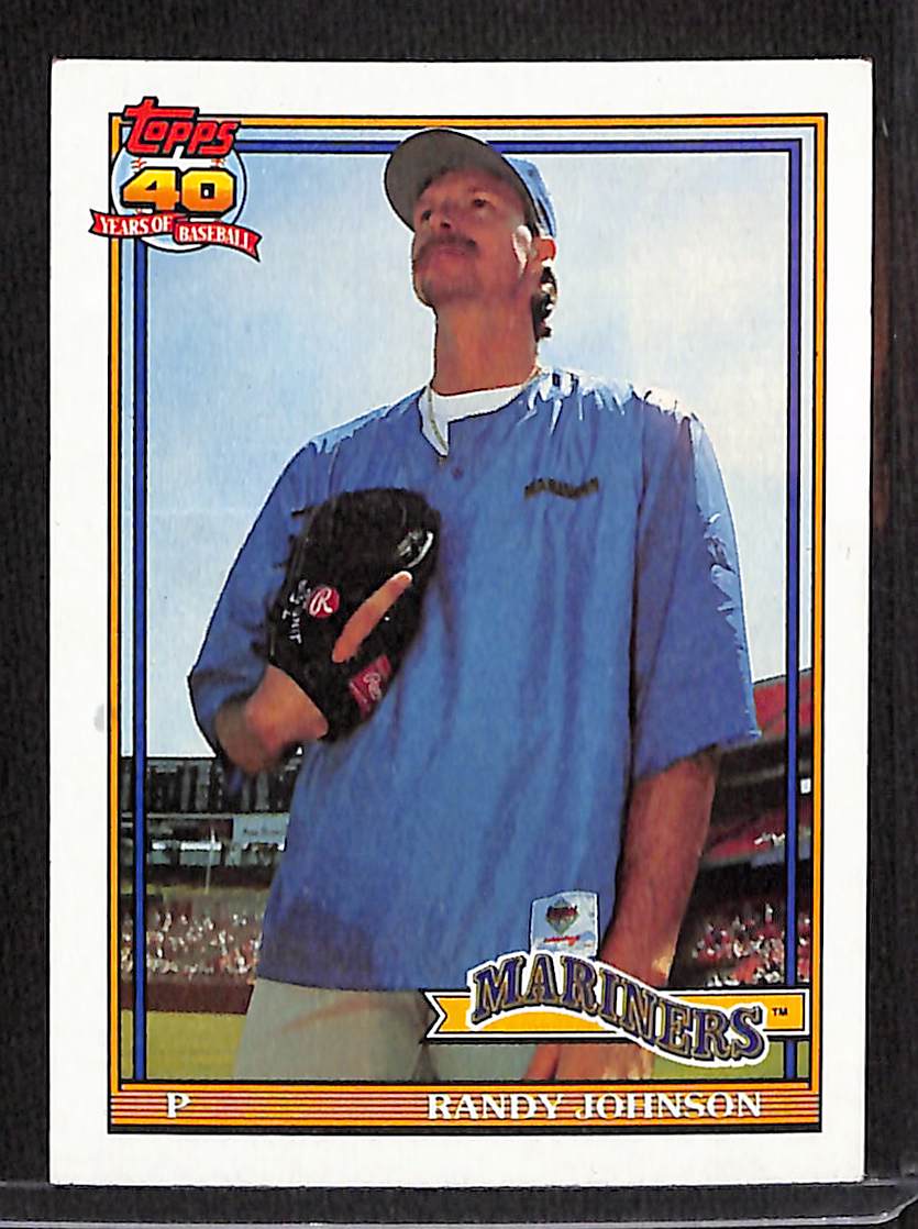 FIINR Baseball Card 1991 Topps 40 Years Randy Johnson Baseball Error Card #225 - Mint Condition