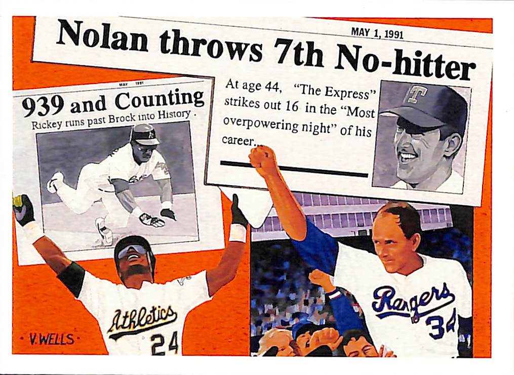 FIINR Baseball Card 1991 Upper Deck Nolan Ryan & Rickey Henderson - Day To Remember #SP2- Mint Condition