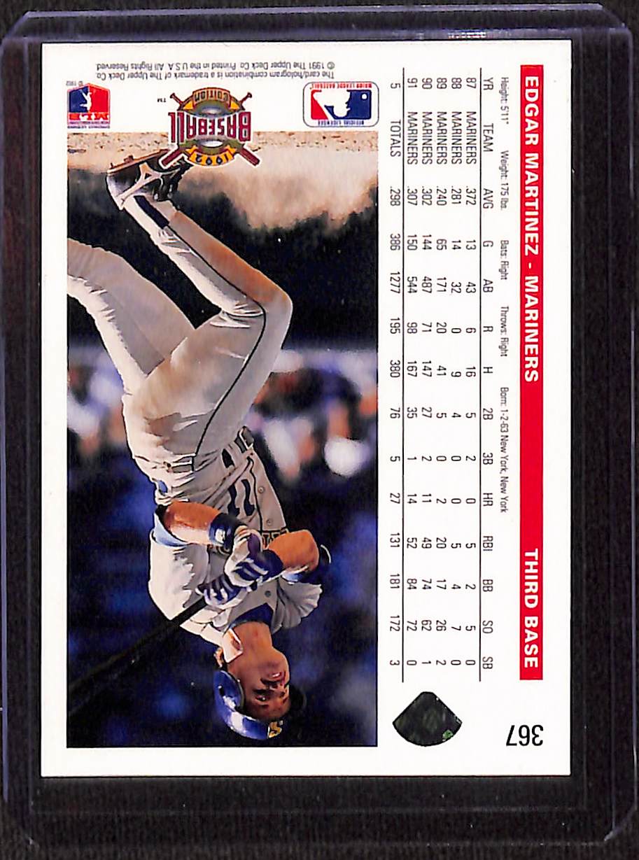 FIINR Baseball Card 1992 Upper Deck Edgar Martinez Baseball Card #367 - Mint Condition