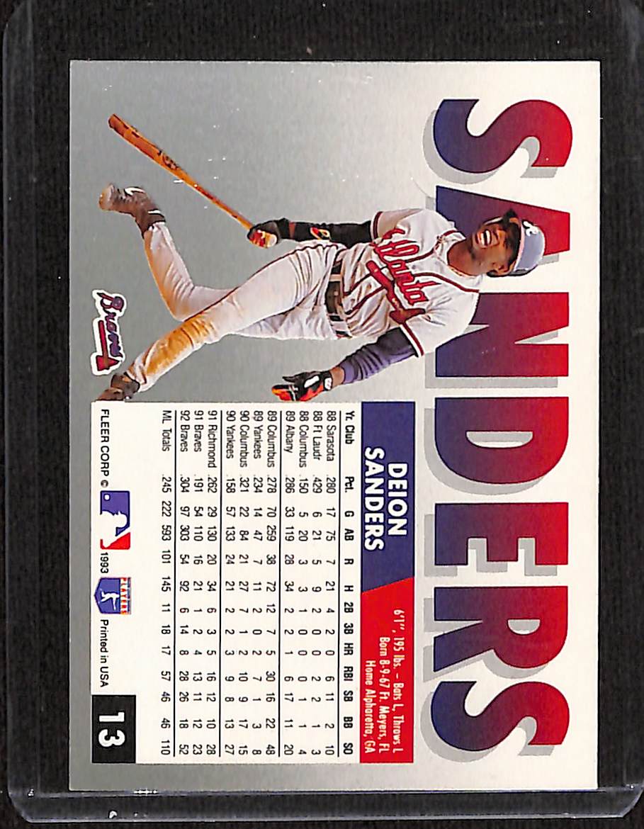 FIINR Baseball Card 1993 Fleer Deion Sanders Baseball Card Braves #13 - Mint Condition