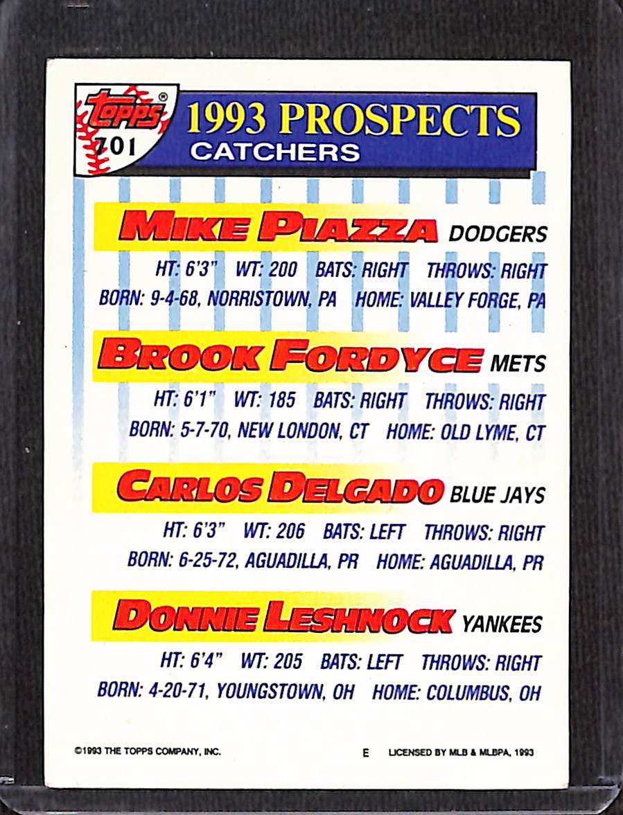 FIINR Baseball Card 1993 Topps Mike Piazza Top Prospects MLB Baseball Card #701 - Mint Condition