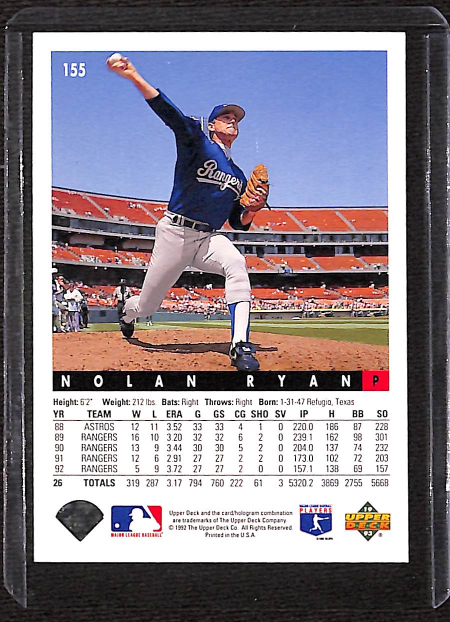 FIINR Baseball Card 1993 Upper Deck Nolan Ryan MLB Baseball Card #155 - Mint Condition
