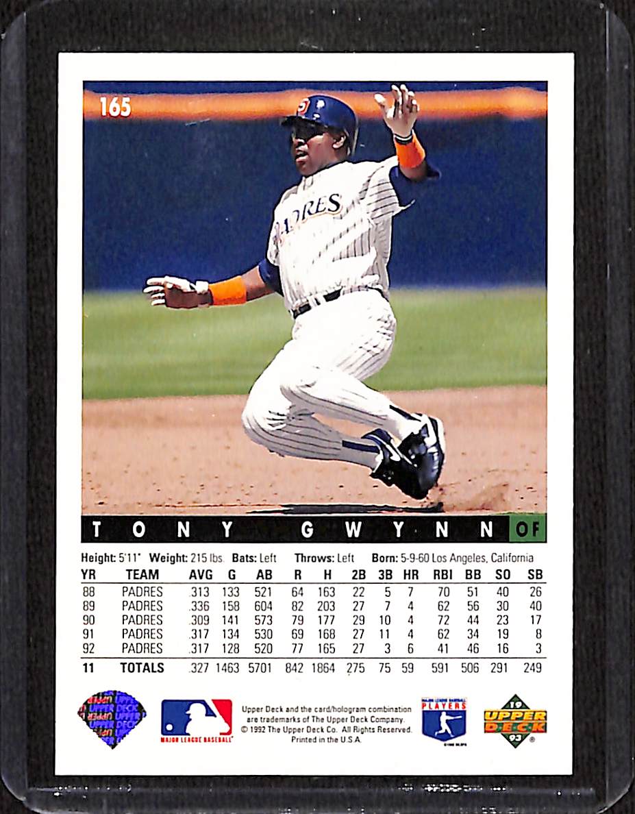 FIINR Baseball Card 1993 Upper Deck Tony Gwynn Baseball Card #165 - Mint Condition
