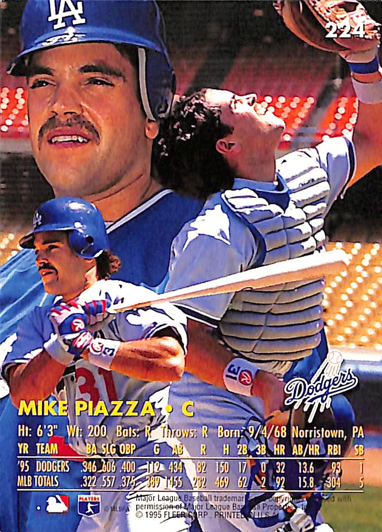 FIINR Baseball Card 1995 Fleer Mike Piazza MLB Baseball Card #224 - Mint Condition