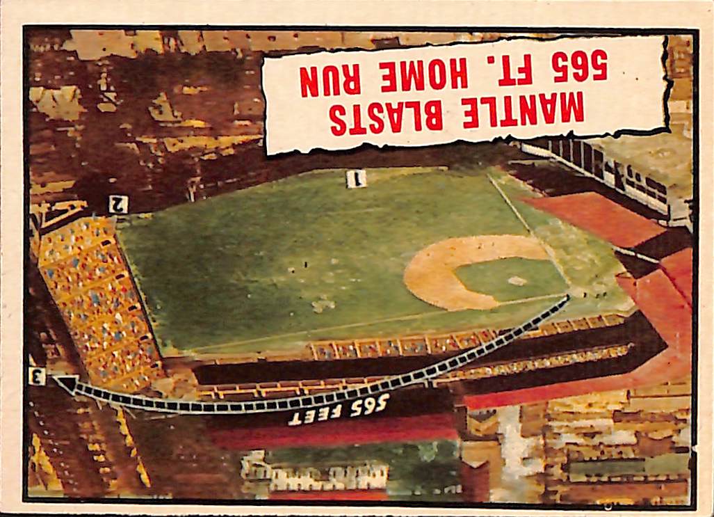 FIINR Baseball Card 1996 Topps Mickey Mantle 565ft Home Run Baseball Error Card #406 - Dual Error Card - Very Rare -Mint Condition