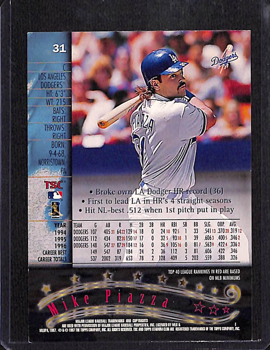 FIINR Baseball Card 1997 Topps Mike Piazza MLB Baseball Card #31 - Mint Condition