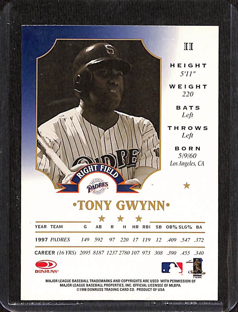FIINR Baseball Card 1998 Donruss 50th Anniversary Tony Gwynn MLB Baseball Card #11 - Rare - Mint Condition