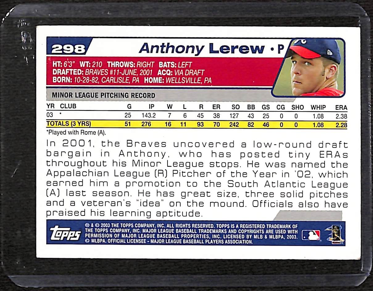 FIINR Baseball Card 2003 Topps Anthony Lerew MLB Baseball Card #298 - Mint Condition