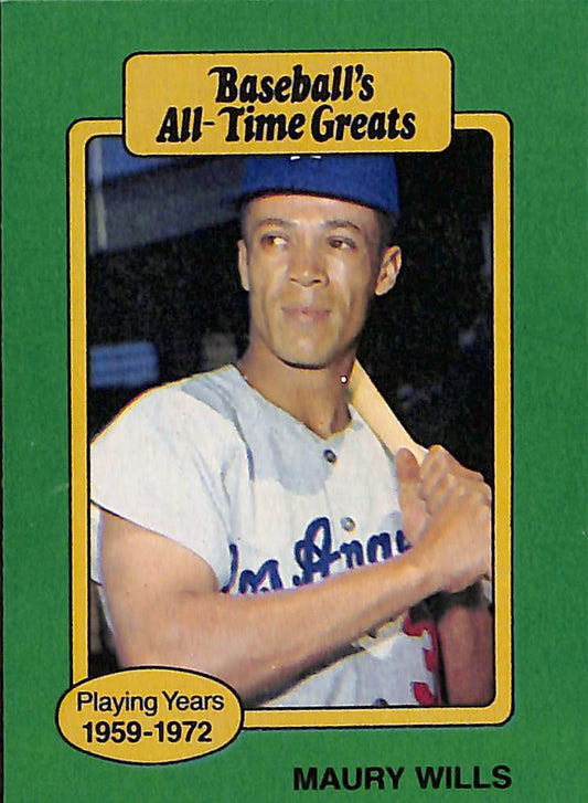 FIINR Baseball Card Maury Wills All Time Greats MLB Brooklyn Dodgers Vintage Player Card - Mint Condition