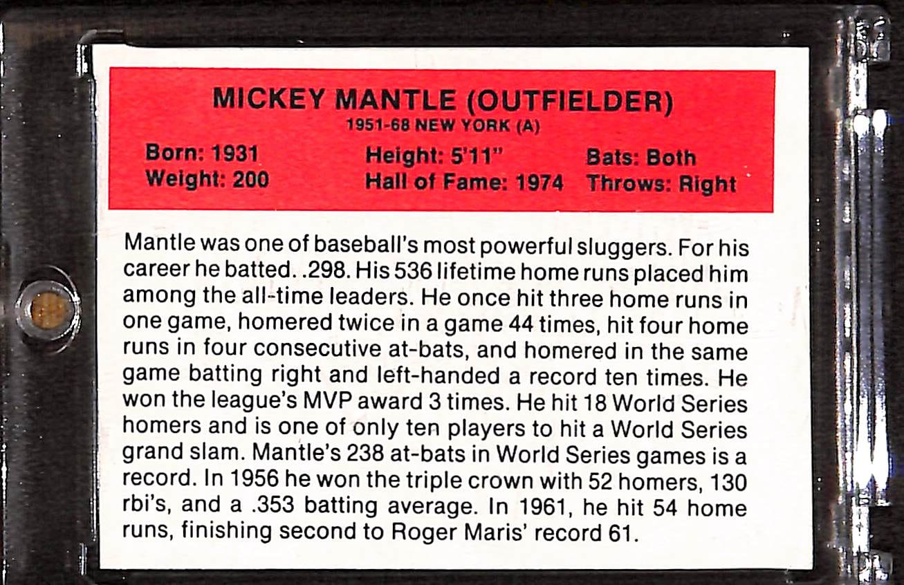 FIINR Baseball Card Mickey Mantle All Time Greats Baseball Player Card - Mint Condition