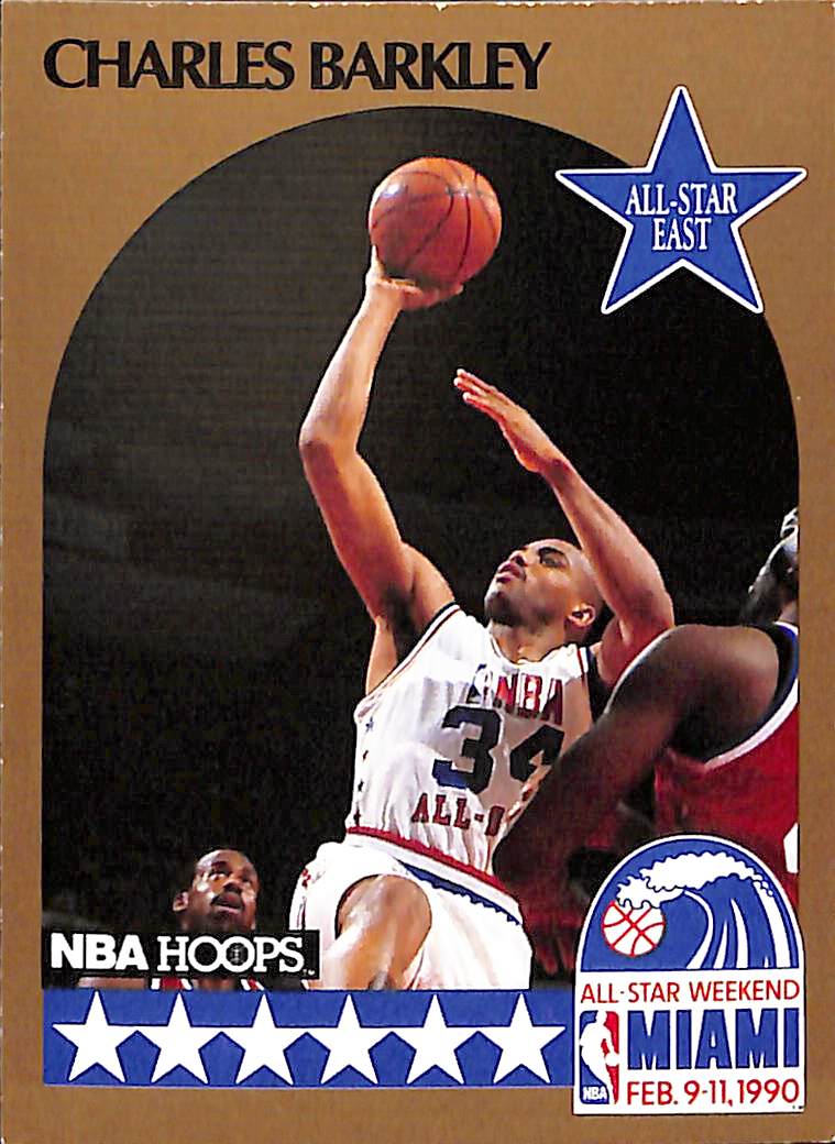 FIINR BasketBall Card 1990 NBA Hoops Charles Barkley NBA All -Star Basketball Card #1 - Mint Condition