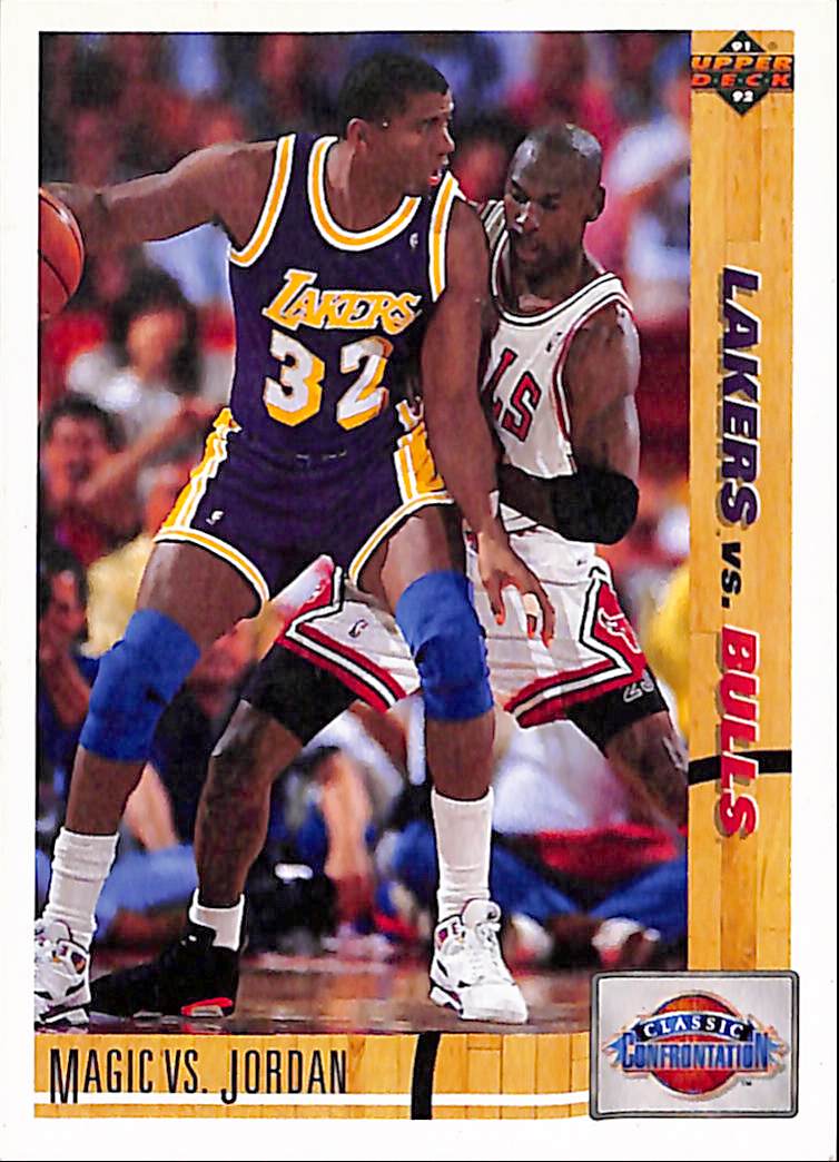 FIINR BasketBall Card 1991 Upper Deck Magic Johnson Vs Michael Jordan NBA Basketball Card #34 - Mint Condition