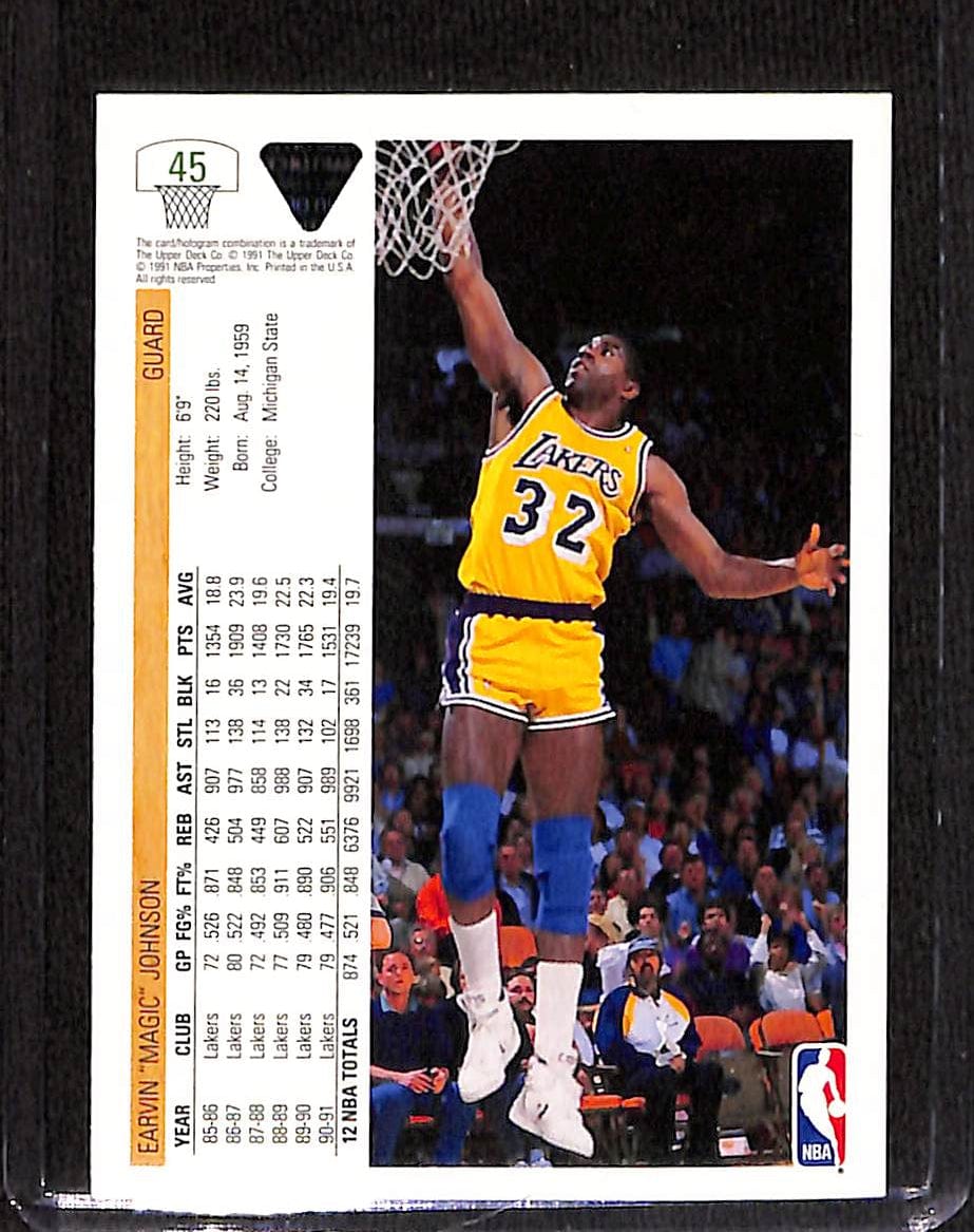 FIINR BasketBall Card 1992 Upper Deck Magic Johnson NBA Basketball Card #45 - Mint Condition