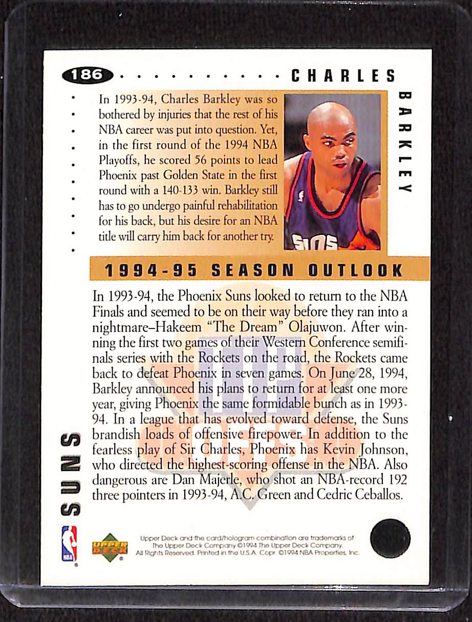 FIINR BasketBall Card 1994 Upper Deck Charles Barkley and Dennis Rodman NBA Basketball Card #186 - Mint Condition