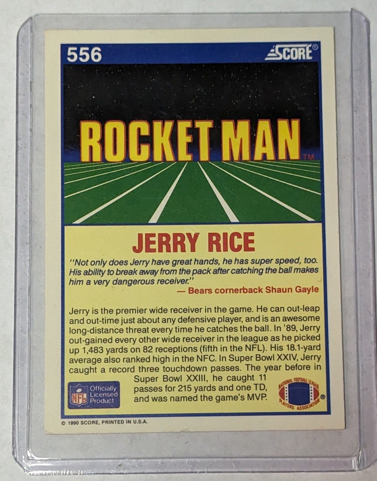 FIINR Football Card 1990 Score Jerry Rice - The Rocket Man Card #556 - Mint Condition