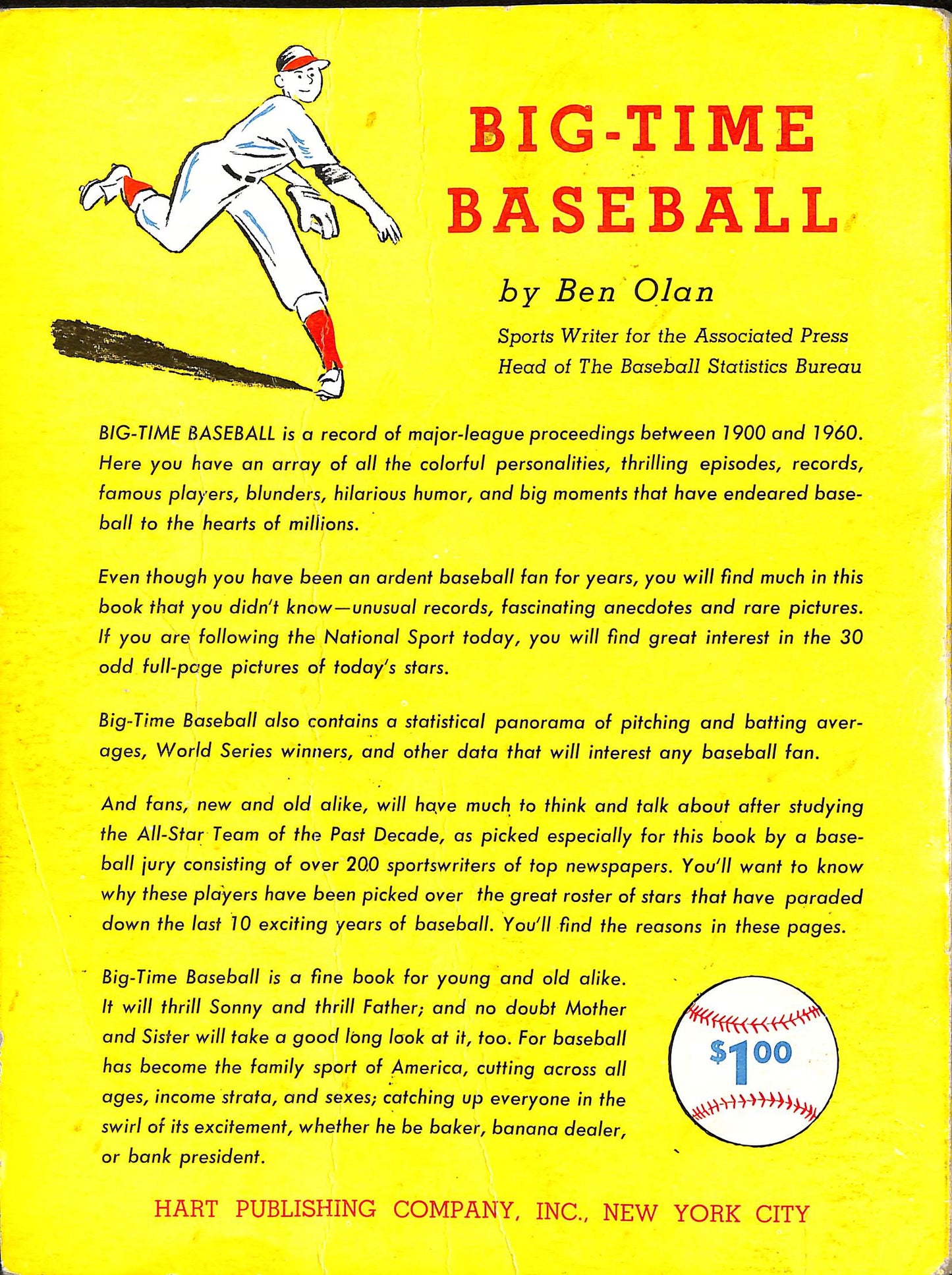 FIINR Other Sports Memorabilia 1960 Big Time Vintage Baseball Book - Edited By Ben Olan Sports Writer for The Associated Press