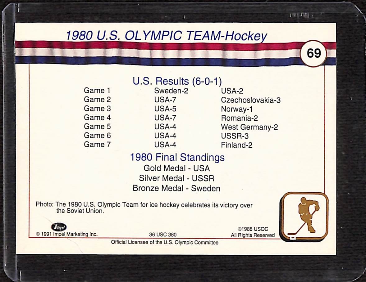 FIINR US Olympic Cards 1991 The 1980 US Olympic Hockey Team Trading Card #69 - Mint Condition