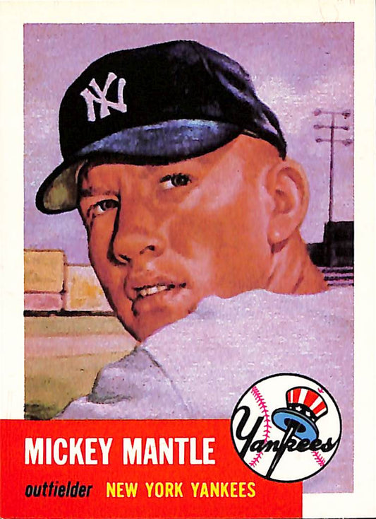 FIINR Baseball Card 1953 Topps Mickey Mantle Baseball Player Card #82 - Mint Condition - Very Very Very Rare