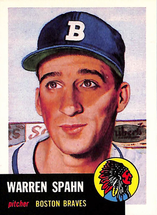 FIINR Baseball Card 1953 Topps Warren Spahn Baseball Card #147 Boston Braves Hof Hall Of Fame - Prestine - Mint Condition