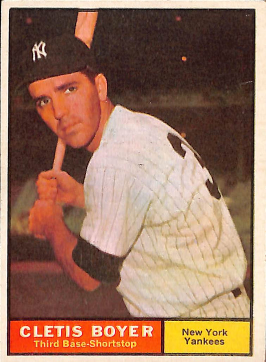 FIINR Baseball Card 1961 Topps Cletis Boyer Baseball Card Yankees #19 - Mint Condition