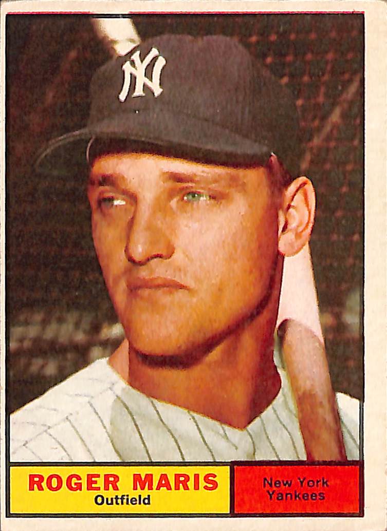 FIINR Baseball Card 1961 Topps Roger Maris Vintage Baseball Card Yankees #2 - Error Miss Cut Card - Mint Condition
