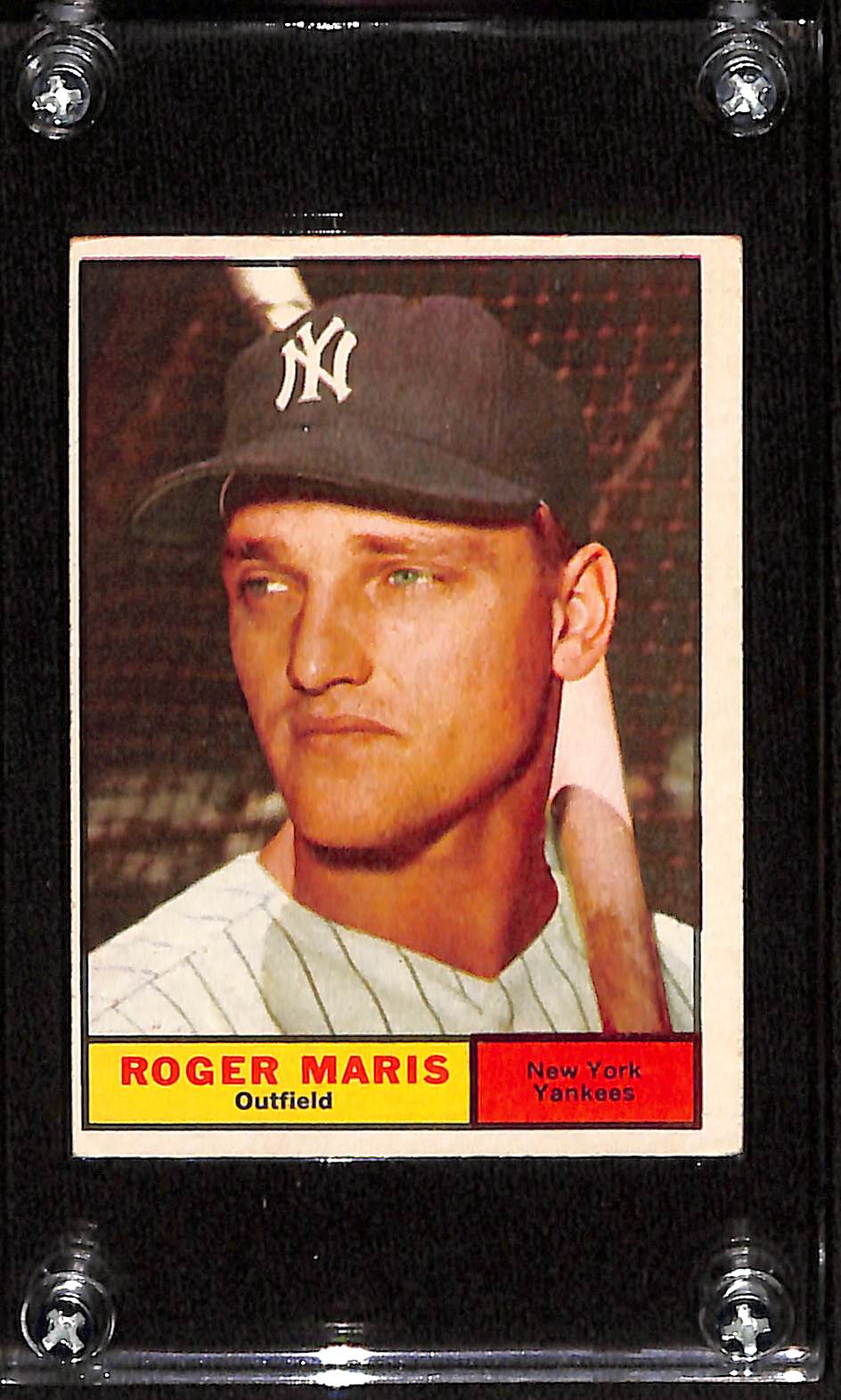 FIINR Baseball Card 1961 Topps Roger Maris Vintage Baseball Card Yankees #2 - Error Miss Cut Card - Mint Condition