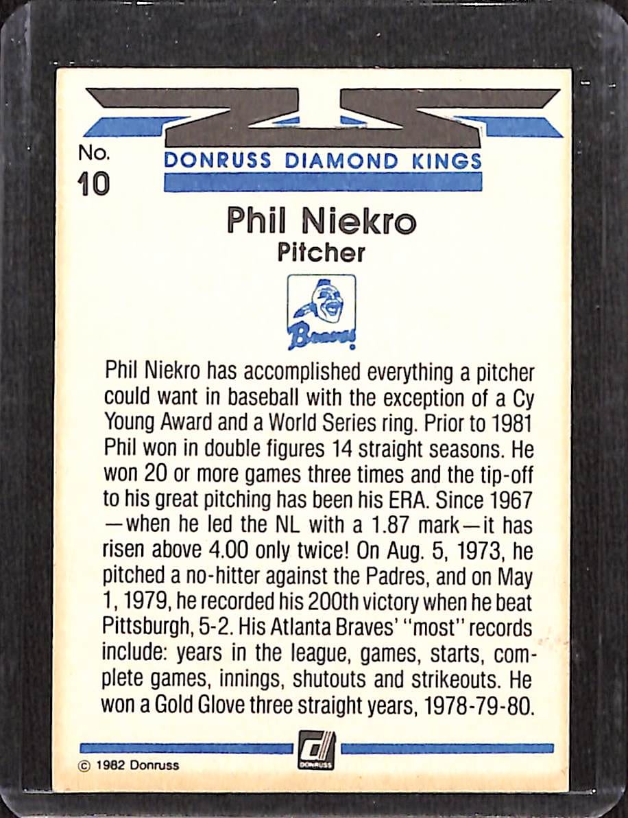 FIINR Baseball Card 1982 Donruss Phil Niekro Vintage MLB Baseball Card #10 - Mint Condition