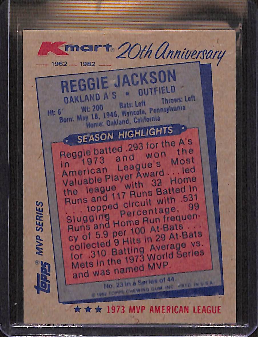 FIINR Baseball Card 1982 Topps Kmart Reggie Jackson Vintage Baseball Card #23 - Great Condition