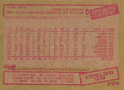 FIINR Baseball Card 1985 Topps Don Mattingly Vintage Record Breaker Baseball Card #665 - Mint Condition