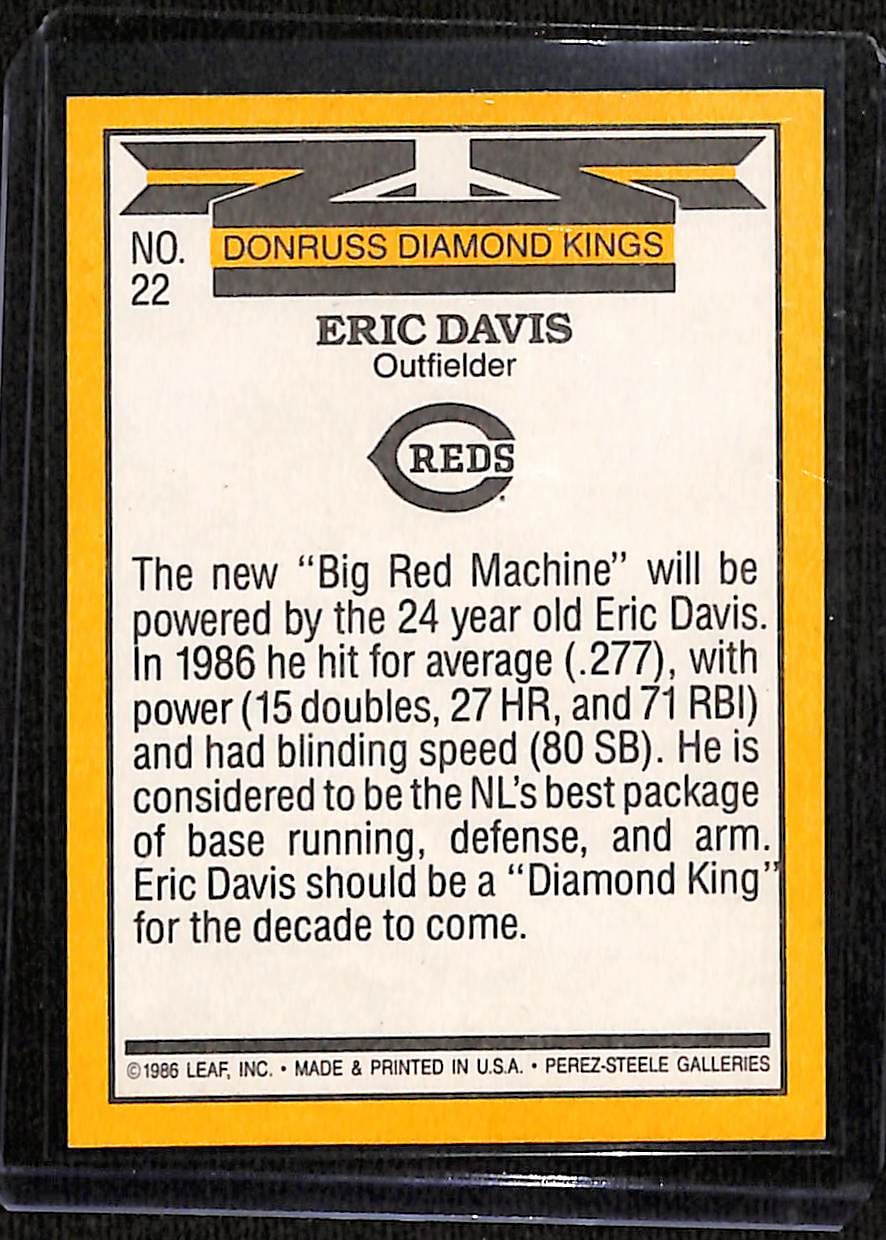 FIINR Baseball Card 1986 Donruss Diamond Kings Eric Davis Vintage MLB Baseball Card #22 - Mint Condition