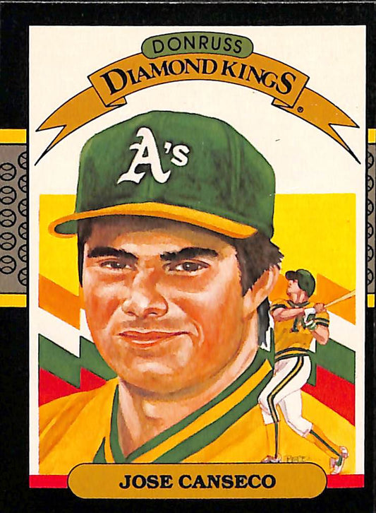 FIINR Baseball Card 1986 Donruss Jose Canseco Diamond Kings Baseball Error Card #6 - Miss Cut - Mint Condition