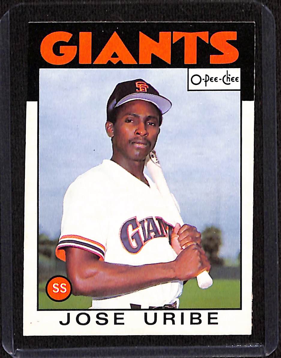 FIINR Baseball Card 1986 O-Pee-Chee Jose Uribe Baseball Card #12 - Mint Condition