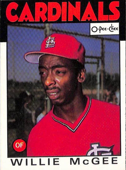 FIINR Baseball Card 1986 O-Pee-Chee Willie Mcgee Vintage MLB Baseball Card #117 - Mint Condition