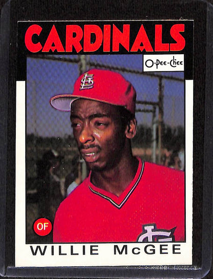 FIINR Baseball Card 1986 O-Pee-Chee Willie Mcgee Vintage MLB Baseball Card #117 - Mint Condition