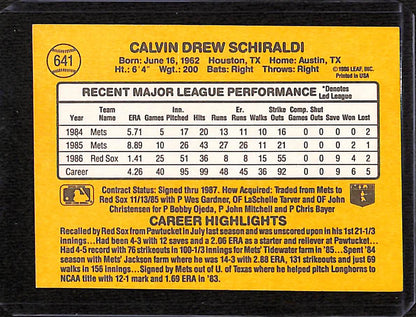 FIINR Baseball Card 1987 Donruss Calvin Schiraldi Vintage MLB Baseball Card #641 - Mint Condition