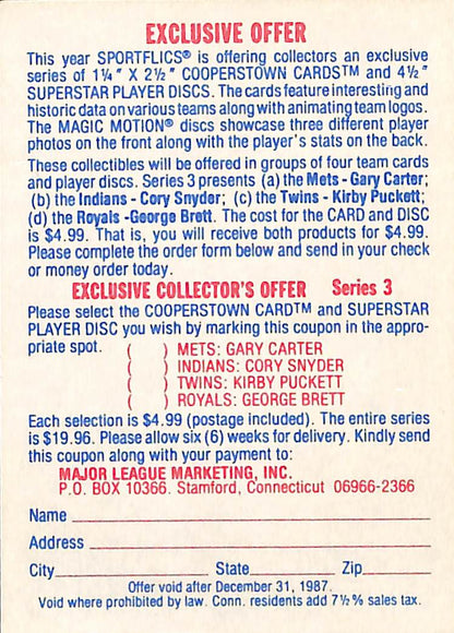 FIINR Baseball Card 1987 Sportflix Exclusive Collectors George Brett Vintage Card #3 - Mint Condition