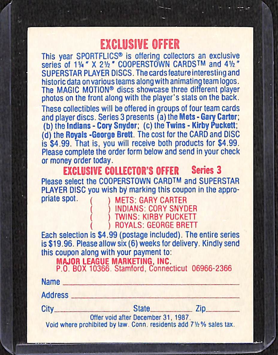 FIINR Baseball Card 1987 Sportflix Exclusive Collectors George Brett Vintage Card #3 - Mint Condition