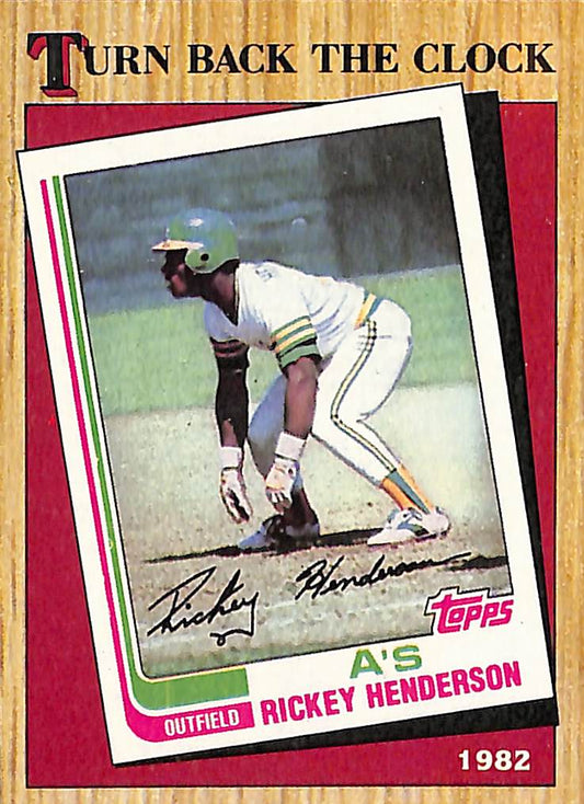 FIINR Baseball Card 1987 Topps Turn Back The Clock Rickey Henderson Baseball Card #311 - Mint Condition