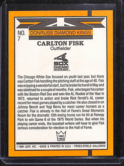 FIINR Baseball Card 1988 Donruss Diamond Kings Carlton Fisk MLB Baseball Card #7 - Mint Condition