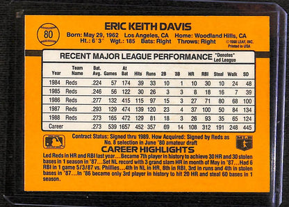 FIINR Baseball Card 1988 Donruss Eric Davis Vintage MLB Baseball Card #369 - Mint Condition