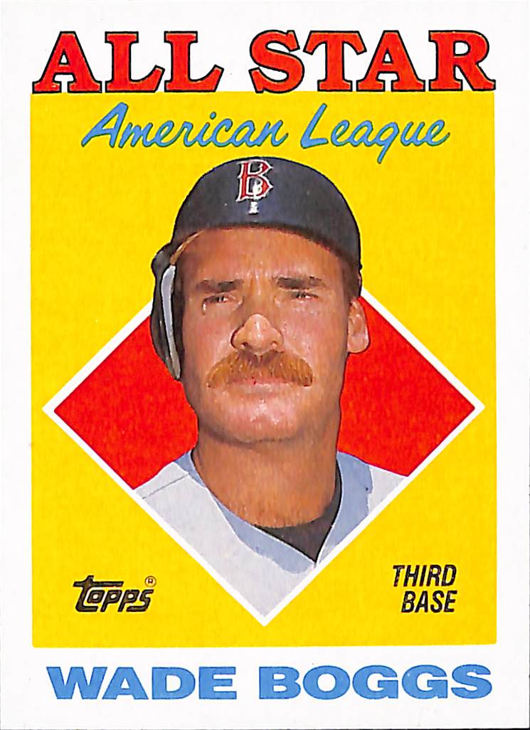 FIINR Baseball Card 1988 Topps All-Star Wade Boggs Baseball Error Card #388 - Error Card - Teardrop - Mint Condition