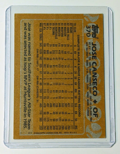 FIINR Baseball Card 1988 Topps Jose Canseco Baseball Card #370 - Mint Condition