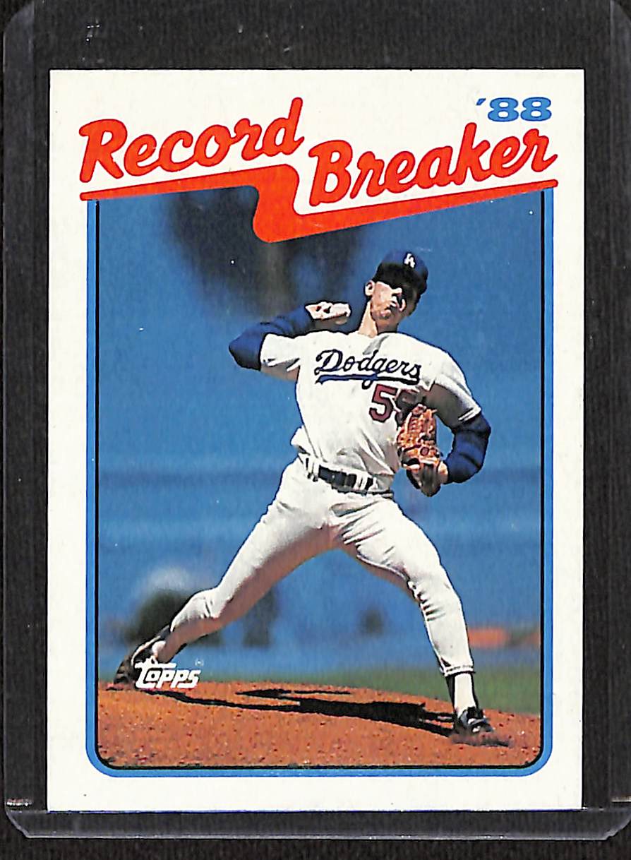 FIINR Baseball Card 1988 Topps Orel Hershiser Rookie Record Breaker Vintage MLB Baseball Card #5 - Good Condition