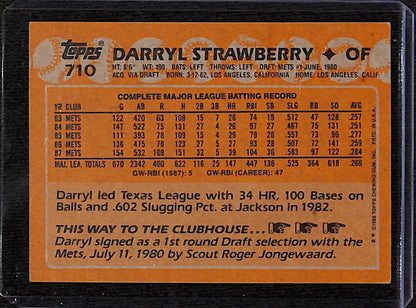 FIINR Baseball Card 1988 Topps Vintage Darryl Strawberry MLB Baseball Card #710  - Good Condition