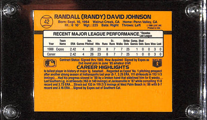 FIINR Baseball Card 1989 Donruss Rated Rookie Randy Johnson Baseball Card #42- 2 Errors Card  - Mint Condition