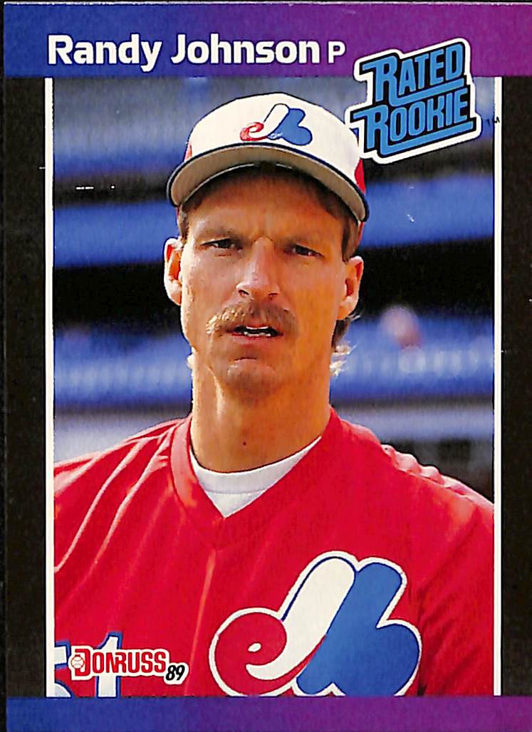 FIINR Baseball Card 1989 Donruss Rated Rookie Randy Johnson Baseball Error Card #42 Double Error - Mint Condition