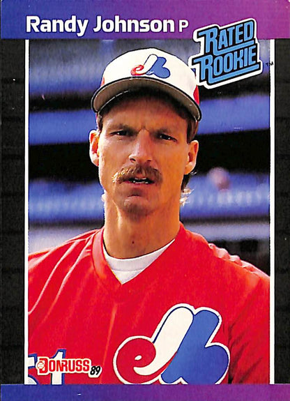 FIINR Baseball Card 1989 Donruss Rated Rookie Randy Johnson MLB Baseball Card #42-  Error Card - Mint Condition