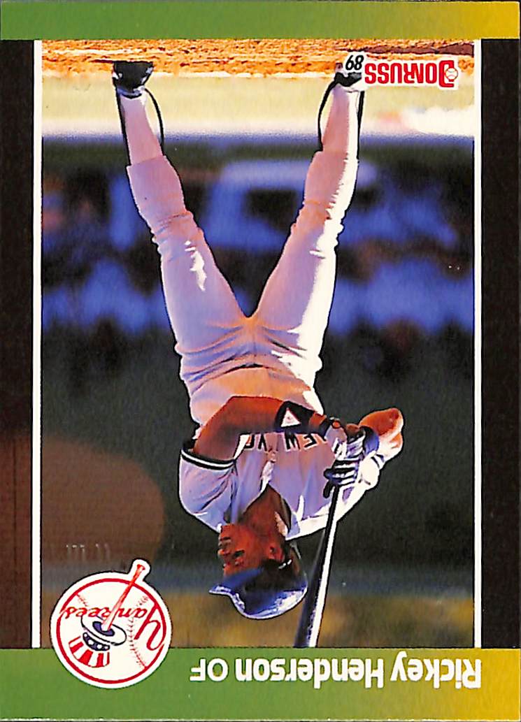 FIINR Baseball Card 1989 Donruss Rickey Henderson Baseball Error Card #245- Error Card - Mint Condition