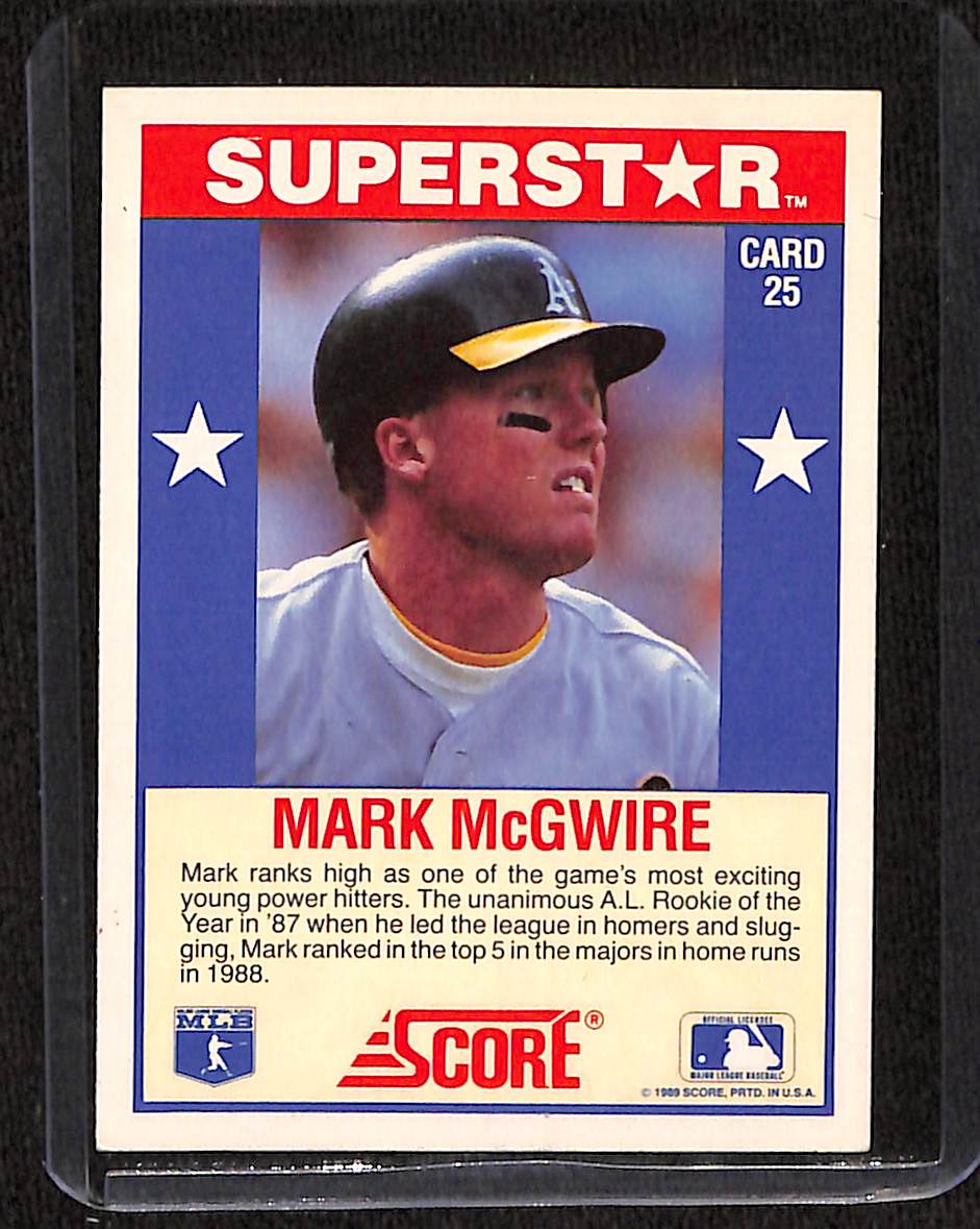 FIINR Baseball Card 1989 Score Mark McGwire Baseball Card #25 - Mint Condition